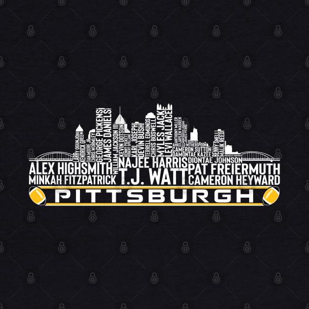 Pittsburgh Football Team 23 Player Roster, Pittsburgh City Skyline by Legend Skyline